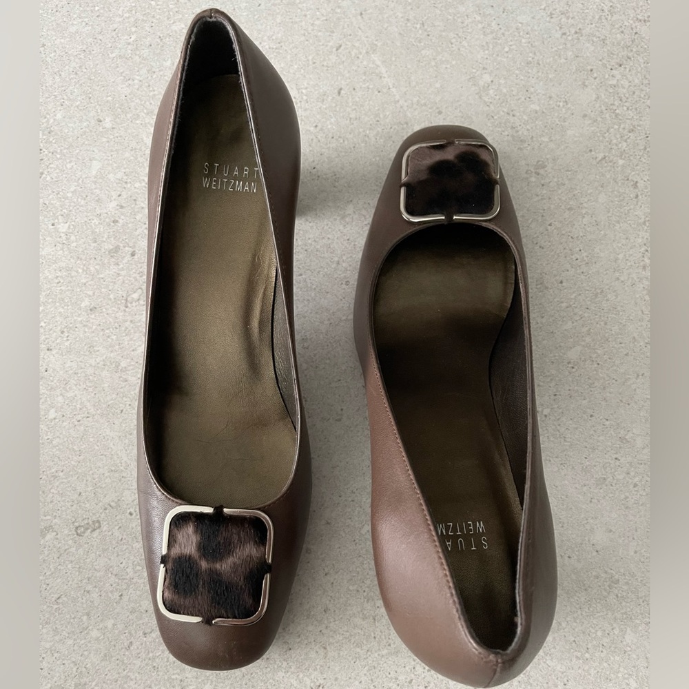 Stuart Weitzman Brown and Leopard pump